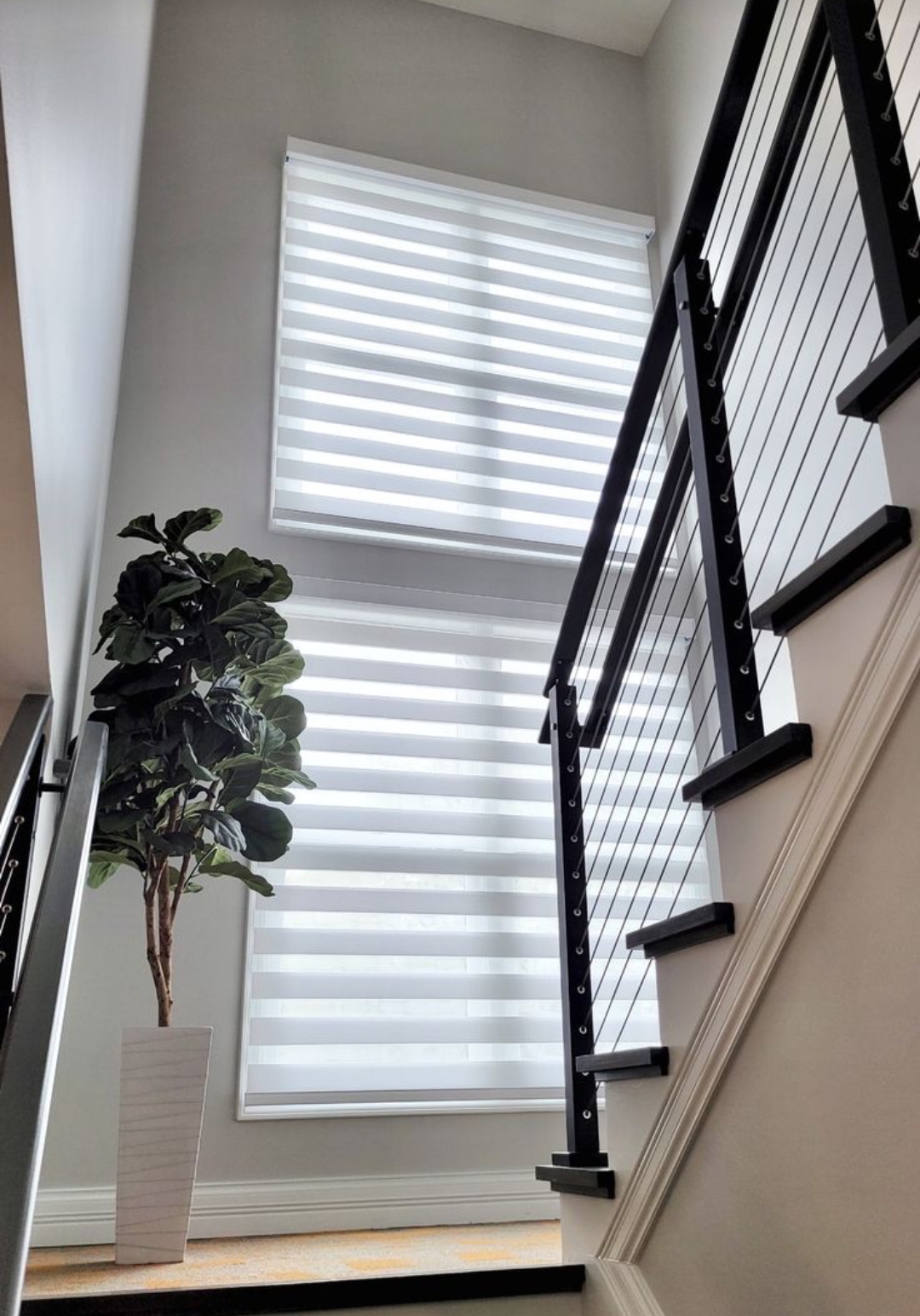 sheer blinds stairs
